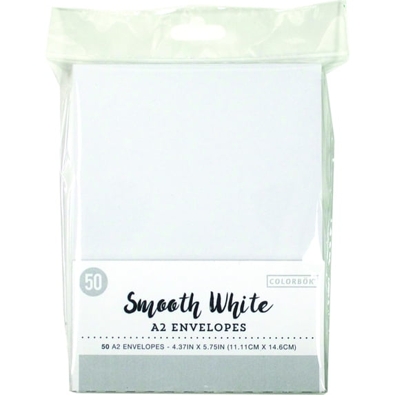 Colorbök Solid White A2 4.37x5.75 Envelopes, 50 Count - Arts and Craft
