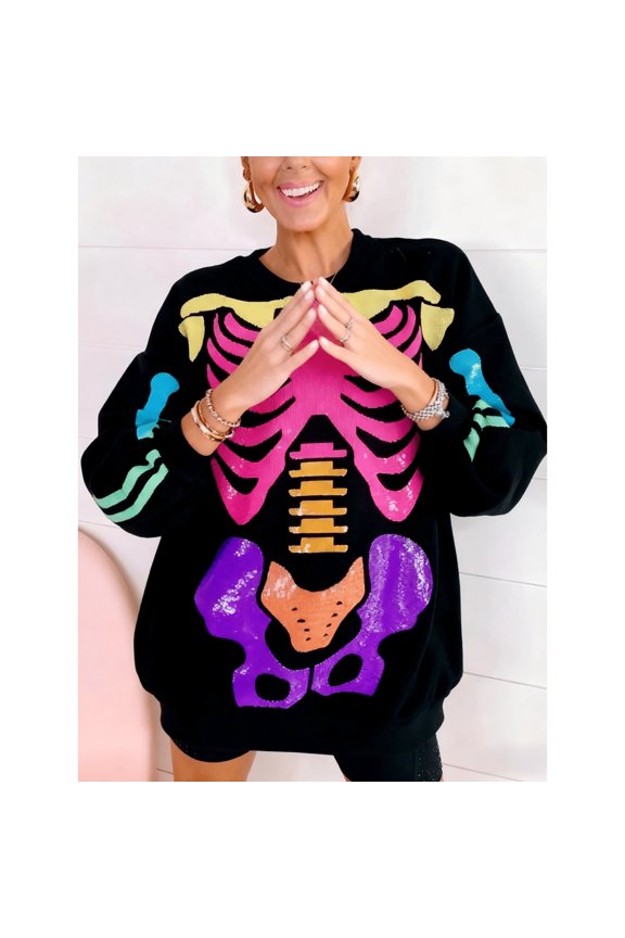Colorblock Blingbling Striped Casual Rib-Knit