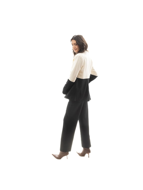 Colorblock Button Closure Blazer
