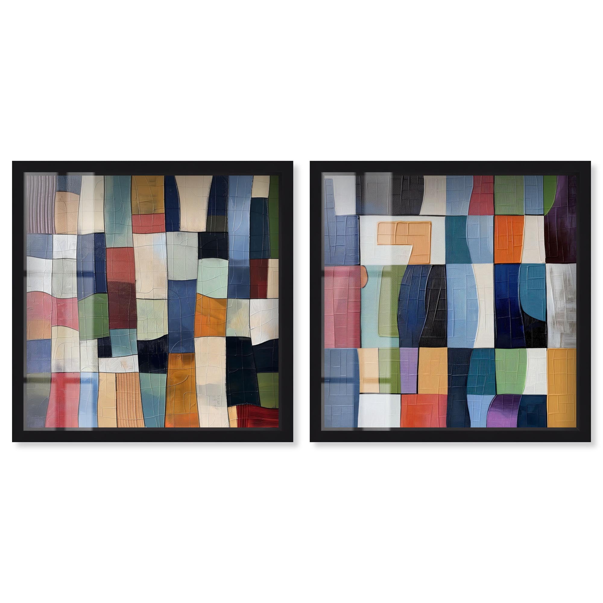 Colorblock Frame Colorblock Stitches Set Shadowbox Print Colorful Wall Decor Set by Art ...