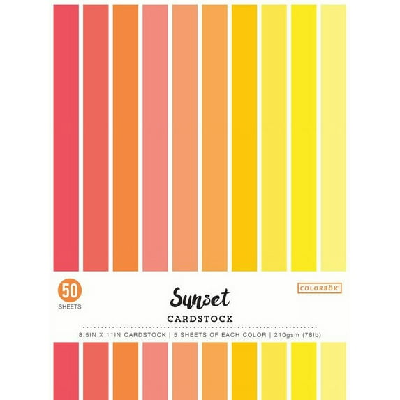 Colorbok 8.5" Smooth Sunset Cardstock, 50 Count