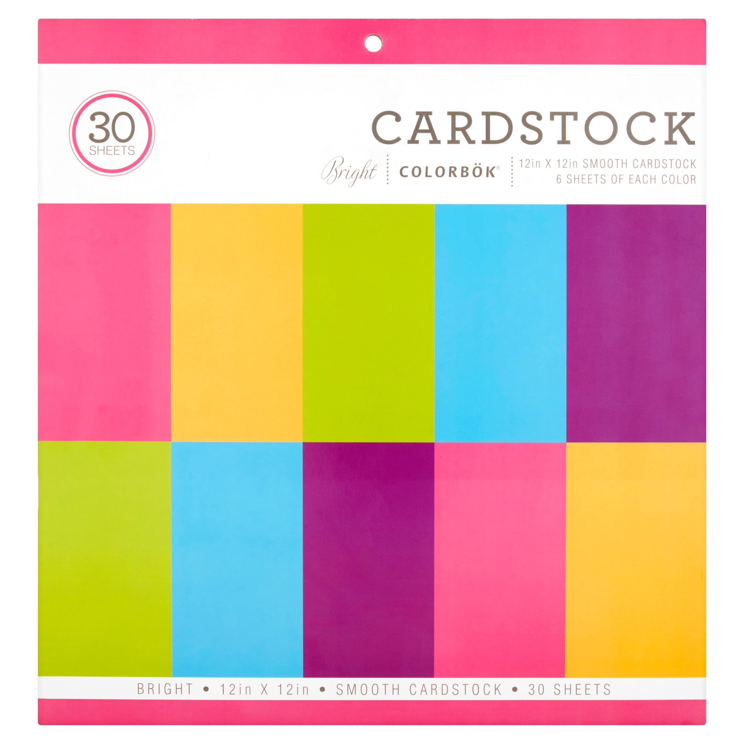 Colorbok Bright Multicolor Smooth Cardstock, 12in x 12in, 121 lb./180 GSM, 30 Sheets