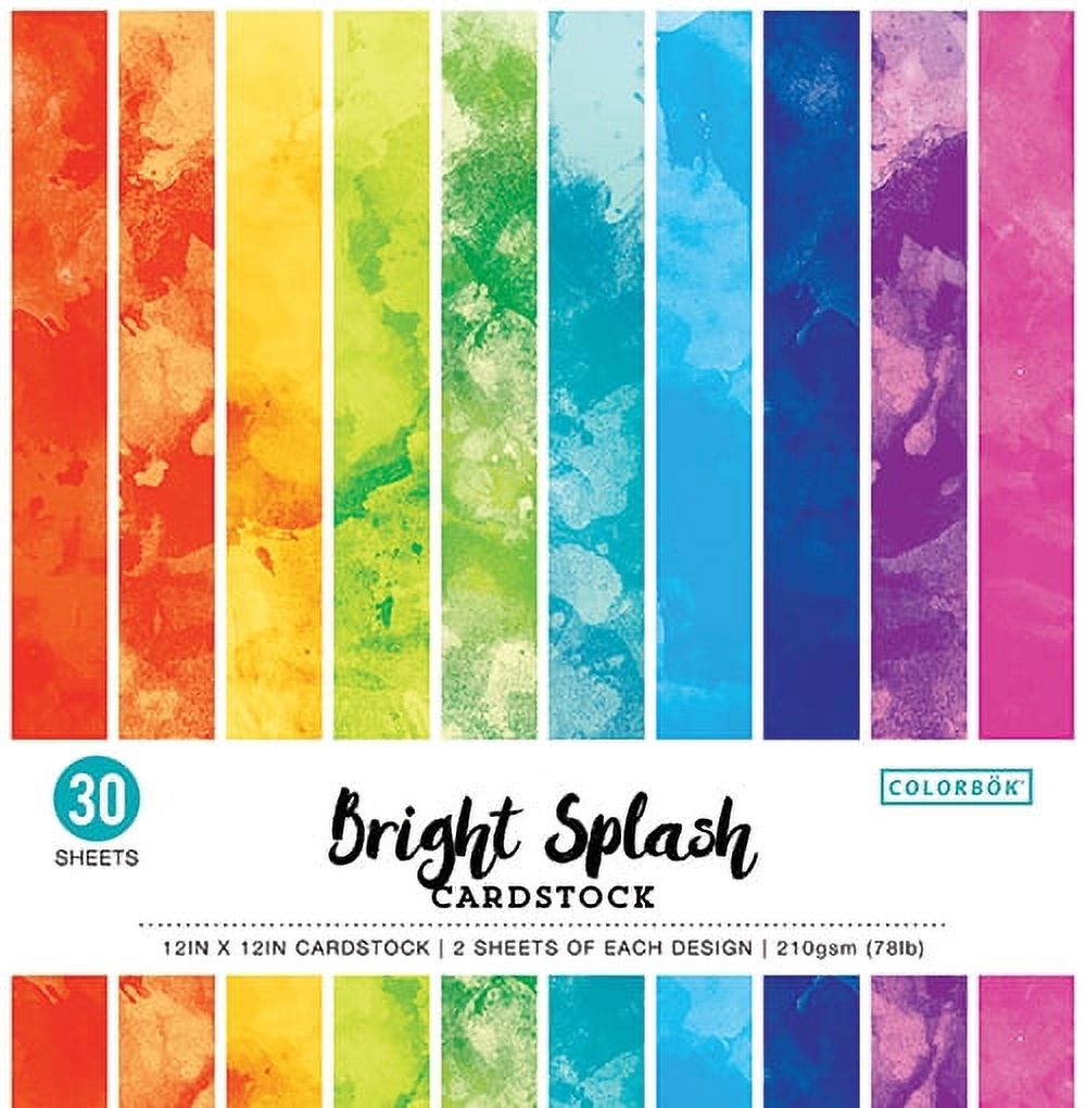 Colorbok Bright Splash Multicolor Watercolor Cardstock Paper Pad, 12"x12", 135 lb./200 gsm, 30 Sheets - image 1 of 4