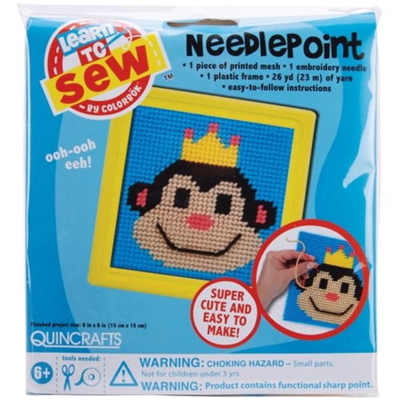 Colorbok 61908 Monkey Learn To Sew Needlepoint Kit