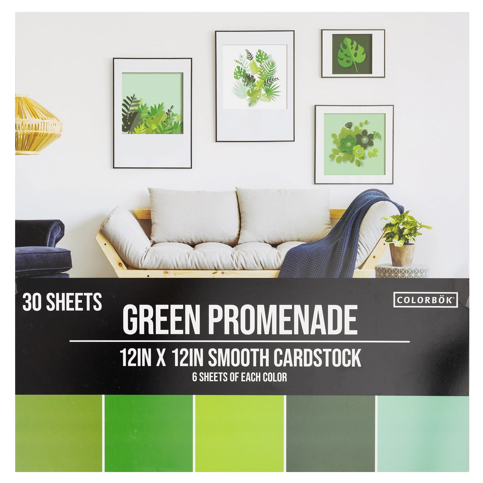 Colorbok Multicolor Promenade Smooth Cardstock Paper Pad, 12"x12", 121 lb./180 GSM, 30 Sheets