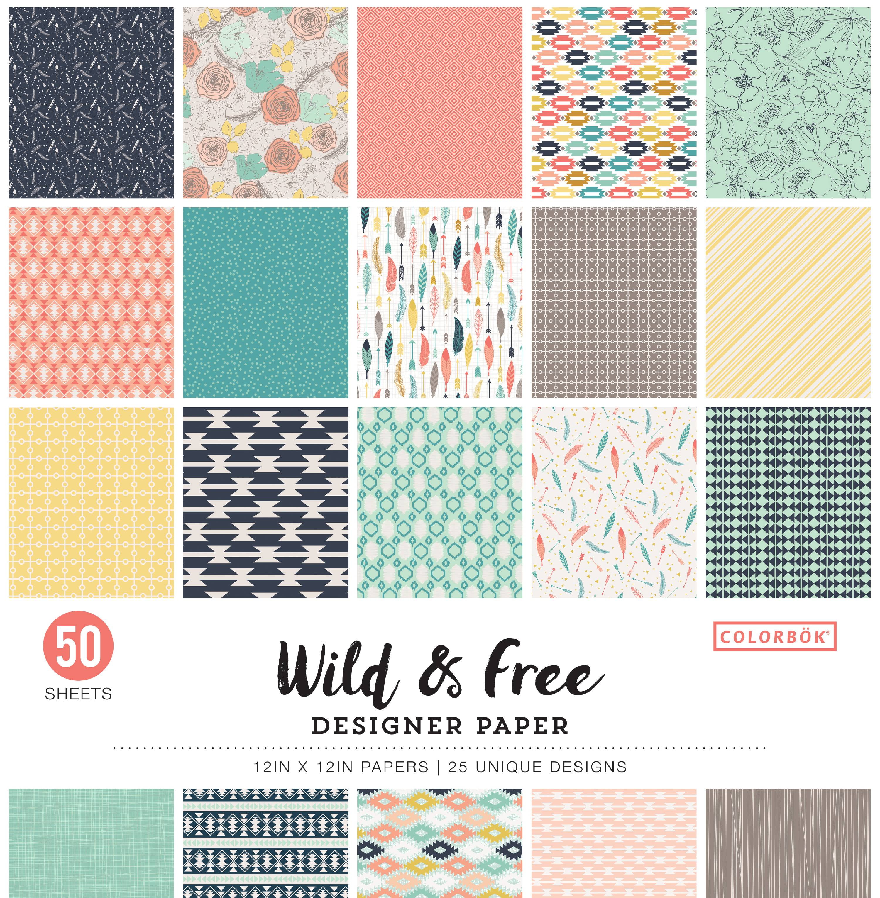 Colorbok Multicolor Wild & Free Designer Paper, 12"x12", 67 lb./100 GSM, 50 Sheets
