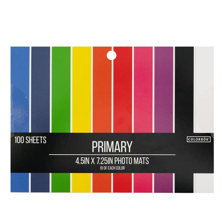 Colorbok Primary Multicolor Card Stock Paper Photo Mats, 4.5