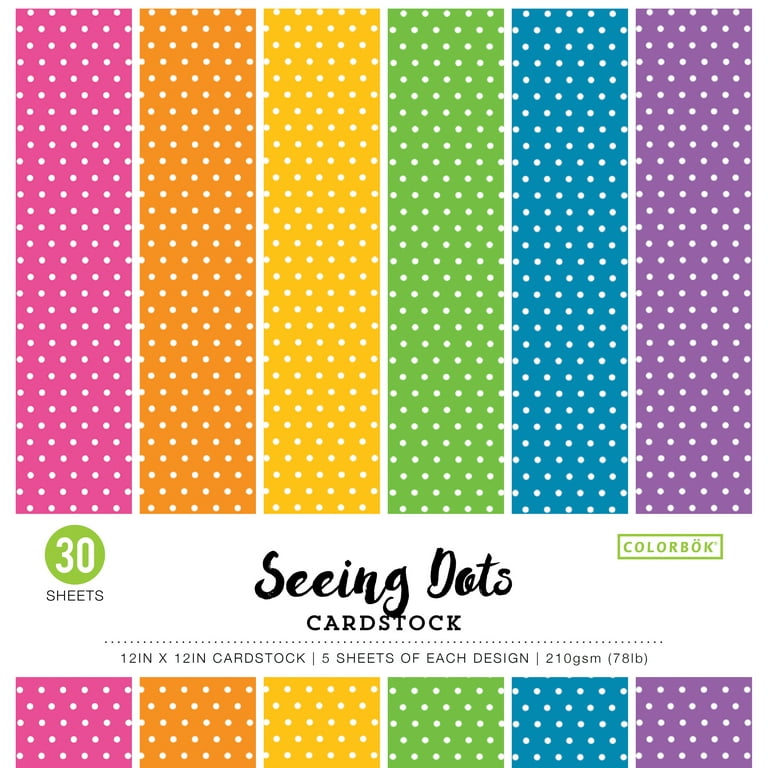 Colorbok 78lb Single-Sided Printed Cardstock 12x12 30/Pkg-Bright Spots