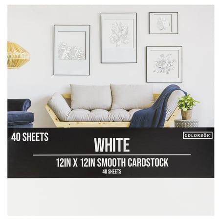 Colorbok Smooth White Cardstock, 12" x 12", 121 lb./180 gsm, 40 Sheets