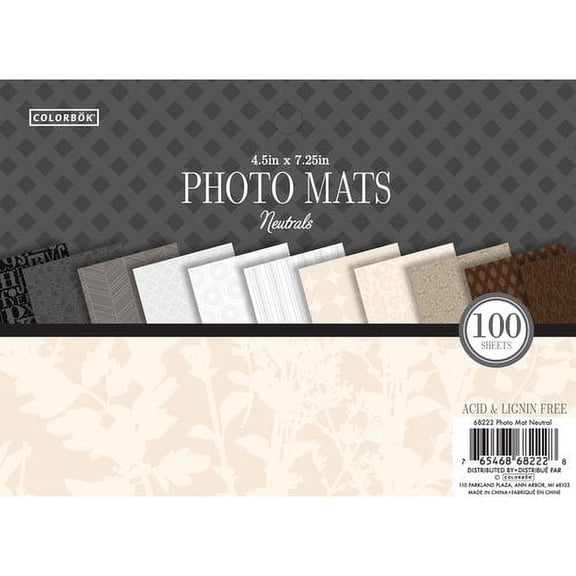 Colorbok Solid Multicolor Designer Paper Photo Mats, 4.5"x7.25", 121 lb./180 GSM, 100 Sheets
