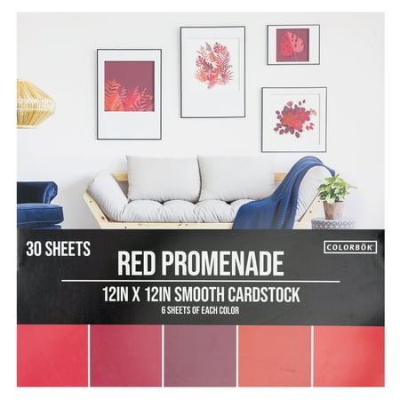 Colorbok Solid Red Promenade Cardstock 12" x 12" 121 lb 180 GSM - 30 Sheets