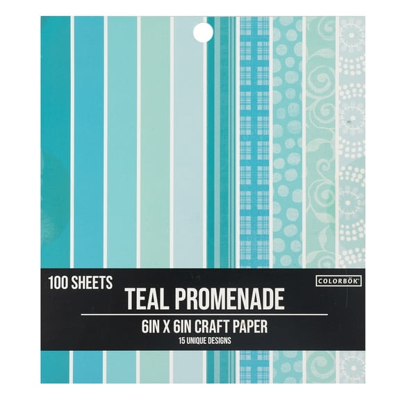 Colorbok Teal Promenade Craft Paper, 6"x6", 67 lb./100 GSM, 100 Sheets Scrapbooking Kits