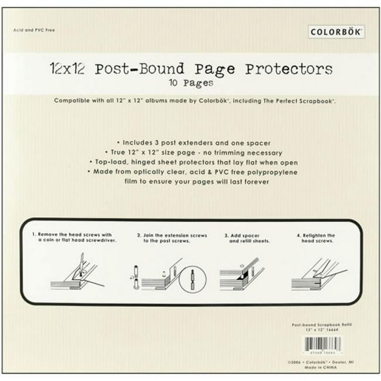 Colorbok Top-Loading Page Protectors 12X12 10/Pkg-W/3 Post