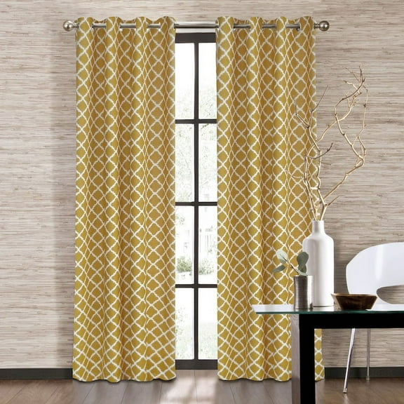 Colordrift 1-Panel Misha Lattice & Trellis Pattern Window Curtain - Gold