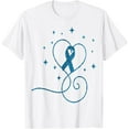 thumbnail image 1 of Colorectal Heart Blue Ribbon Colon Cancer Awareness Gift T-Shirt, 1 of 4