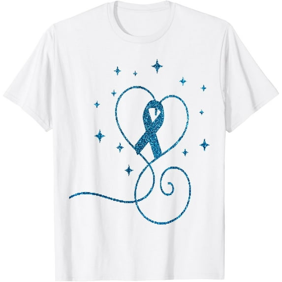 Colorectal Heart Blue Ribbon Colon Cancer Awareness Gift T-Shirt
