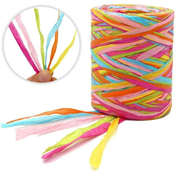 Colored 262 Feet Raffia Paper Ribbon,6 Colored Packing Paper String Perfect for Gift Wrapping and DIY Decoration (Pink)