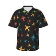 thumbnail image 1 of Colored Air Planes Hawaiian Shirts For Men, Summer Short-Sleeve Relaxed-Fit Button-Down Shirts Large, 1 of 9