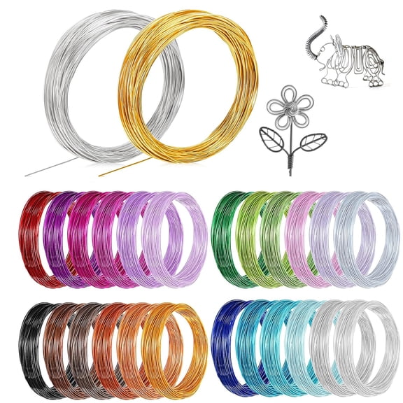 Colored Aluminum Craft Wire Tutuviw 26 Rolls 0.8 mm Flexible Metal Artistic Floral Beading Wire Bendable Metal Wire for DIY Jewelry Craft Making Art Supplies (5M/16.4 Ft Each Color)