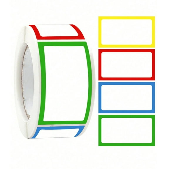 Colored Border Blank Stickers Can Be Handwritten And Marked with Various Self-Adhesive Label Stickers Rolls Of 250 Stickers