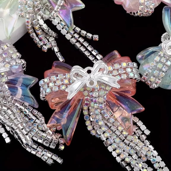 Colored Bow Synthetic Crystal Resin Flow Beads -3D Focus Beads for DIY Jewelry, Bracelet Beads, Necklace And Bead Pen Craft Projects, Jewelry Making Bead Charm