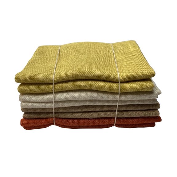 Burlap Fabrics Colored Burlap Bundle - Burnt Sienna Natural White Yellow 2 Yards Each 4 Pack