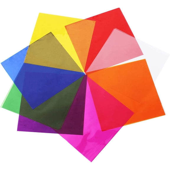 Colored Cellophane Sheets,8x8 Inches Cello Sheets Colored Plastic Cellophane Wrap for Candy, DIY Arts Crafts Decoration and More,120 Pcs