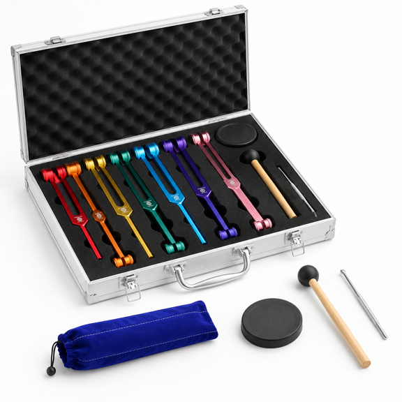 Colored Chakra Tuning Weighted Kit with Activator for Meditation and Yoga