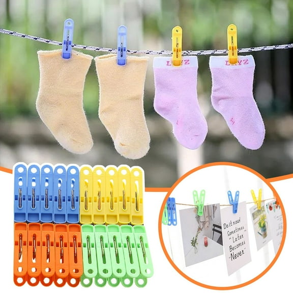 Colored Clothes Clips Laundry Pegs, 4 Colors For Family Socks Blankets, Indoor Outdoor Beach Camping Use