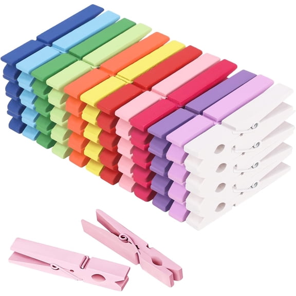 Colored Clothes pins 12 Color 2.9inch 50PCS, Colorful ClothesPins Wooden Clips for Photos Pictures Decorative Crafts, Decoration clothespins Clothing Hanging clothespins
