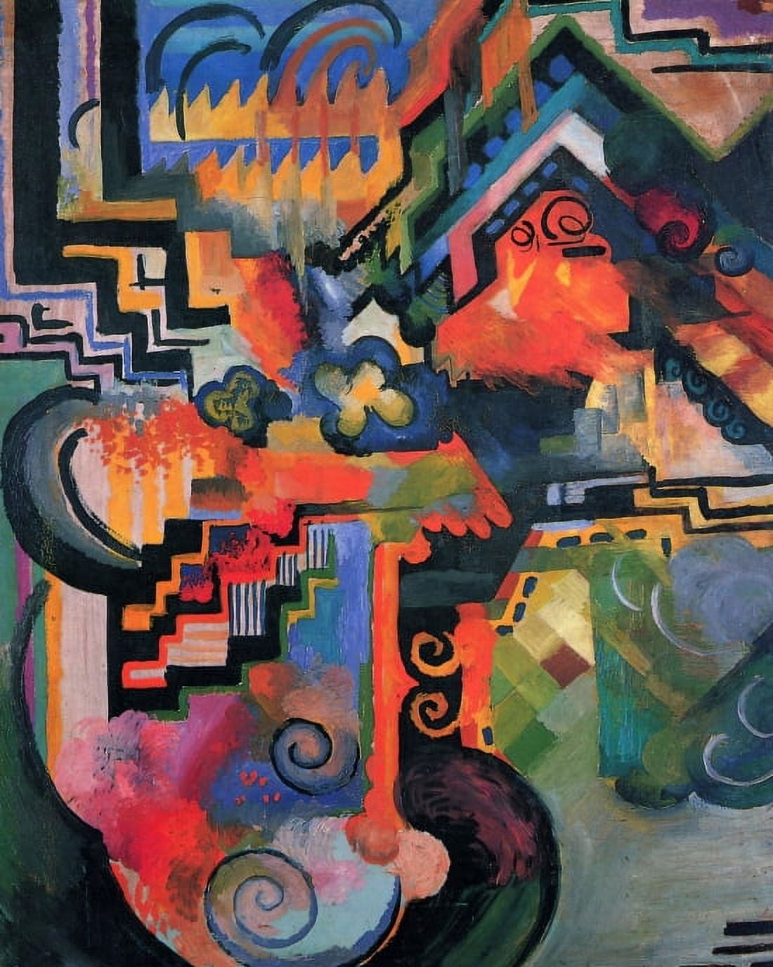 Colored Composition Canvas Art - August Macke (18 x 24)