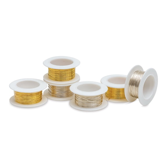 Colored Copper Wire Pack - 26 Gauge x 15 ft, Gold and Silver (3 spools each color)