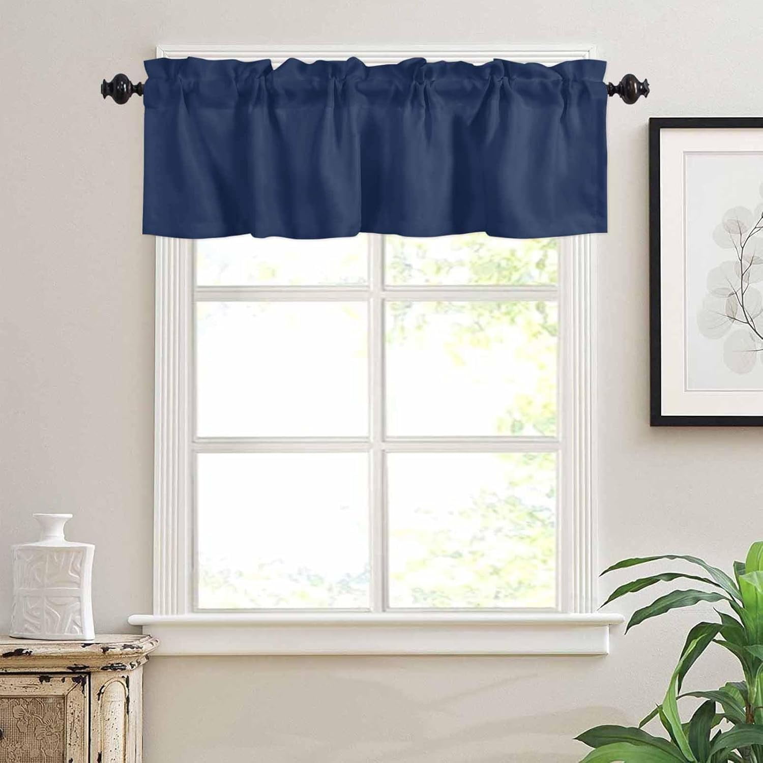 Colored Curtain Valances for Windows, Navy Blue Rod Pocket Valance ...