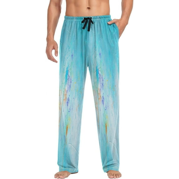 Colored Dandelions Blue Painting Men's Pajama Pants Lightweight Sleepwear Bottom Lounge Pants