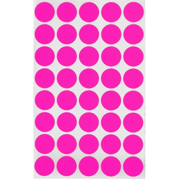 Colored Dot Stickers 19mm 3/4 inch in Neon Pink - 1000 Pack by Royal Green