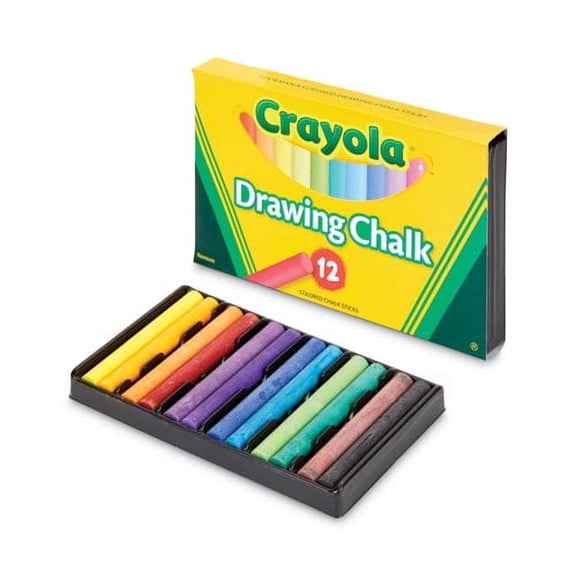 Colored Drawing Chalk, 3.19" x 0.38" Diameter, 12 Assorted Colors 12 Sticks/Set | Bundle of 2