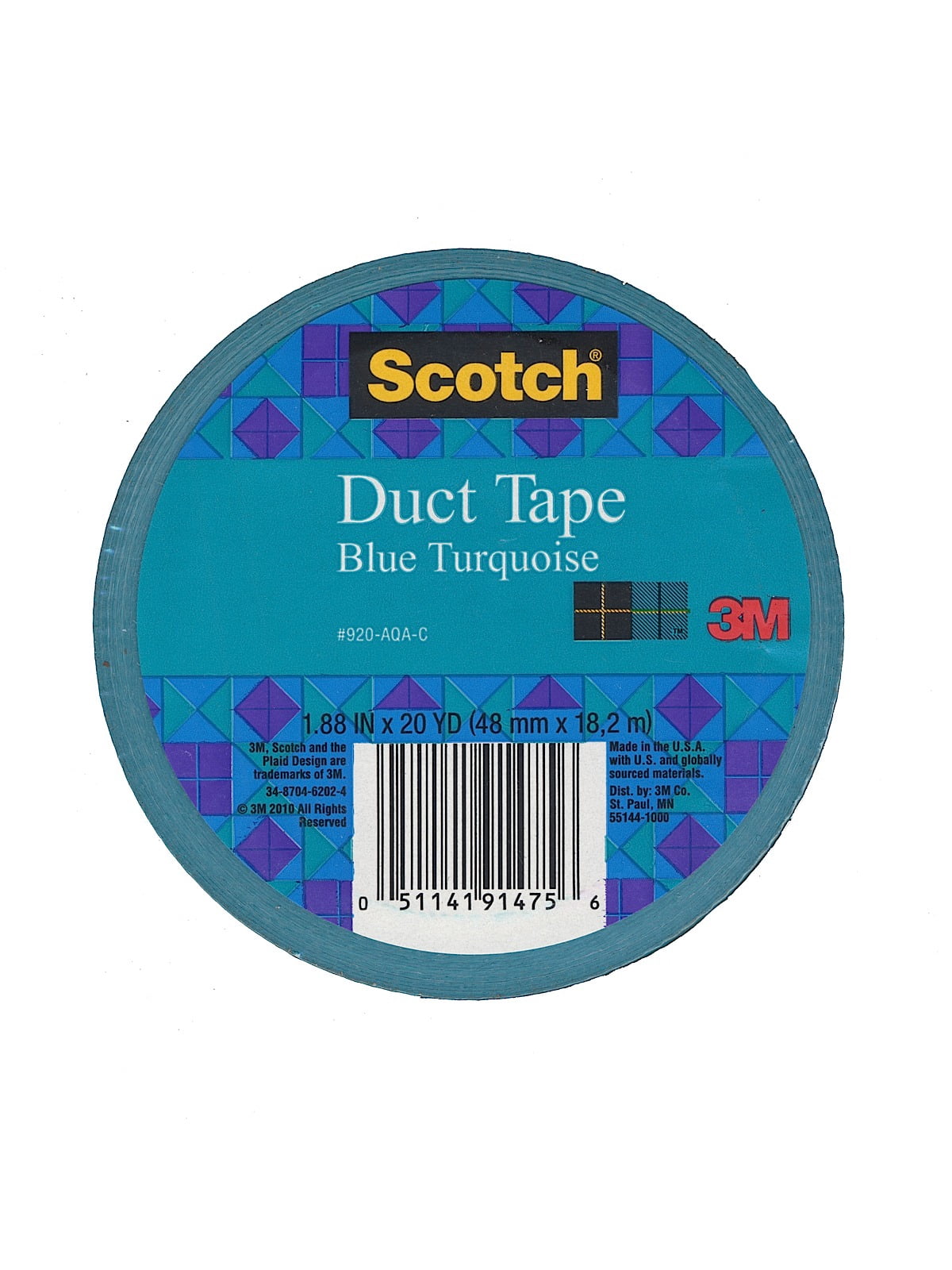Colored Duct Tape blue turquoise, 1.88 in. x 20 yd. roll (pack of 6)