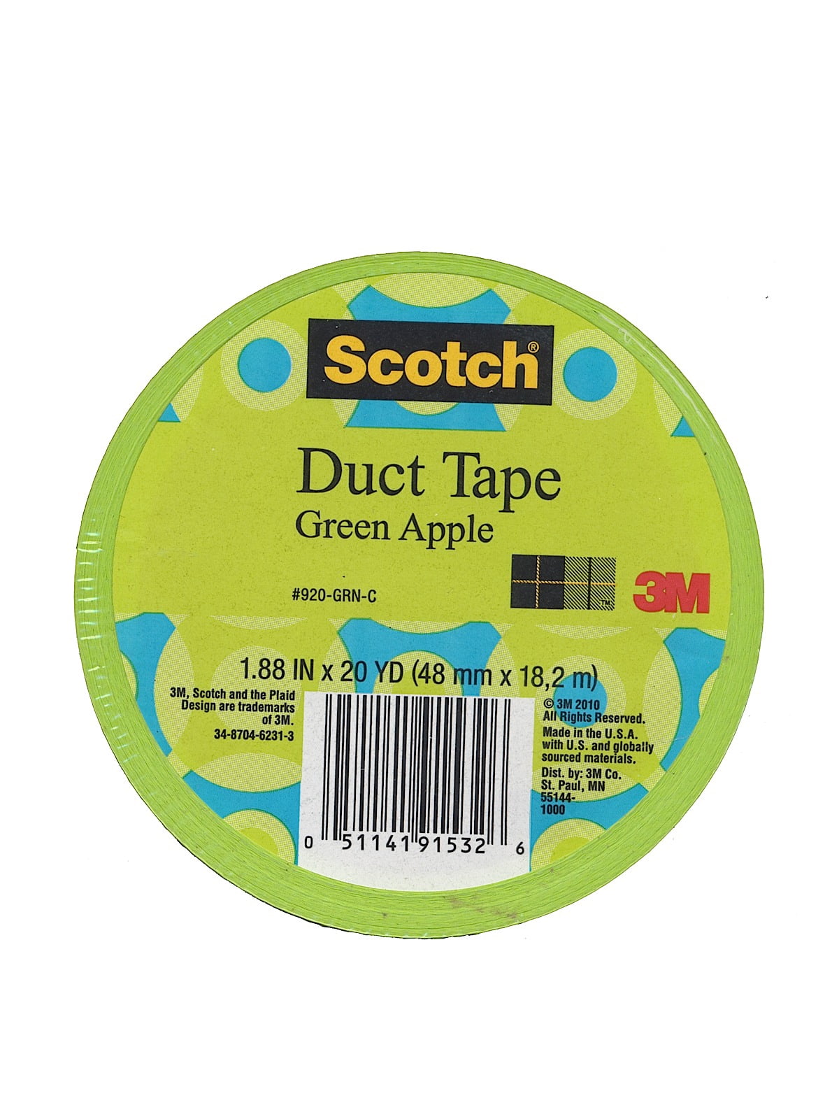 Colored Duct Tape green apple, 1.88 in. x 20 yd. roll (pack of 6)