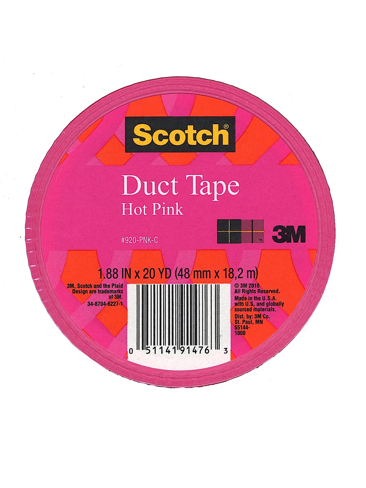 Colored Duct Tape hot pink, 1.88 in. x 20 yd. roll (pack of 6)