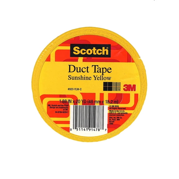Colored Duct Tape sunshine yellow, 1.88 in. x 20 yd. roll (pack of 6)