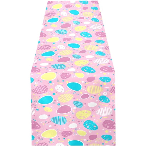 Colored Easter Eggs Table Runner - 18x72 Inch Soft Fabric Table Runner, Heat-Resistant for Kitchen, Dining, Holiday House Decor