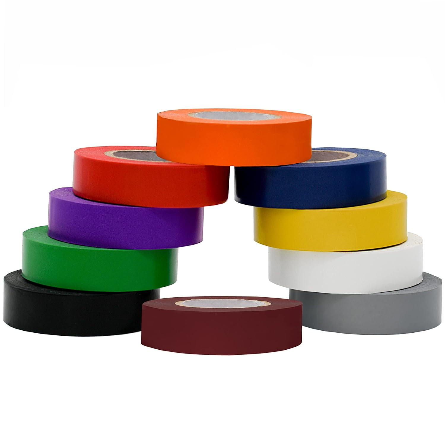 Koltose by Mash - Colored Electrical Tape, 10 Extra Large Rolls, Industrial Grade Waterproof Wire Insulation Tape, .75 Inches by 66 Feet