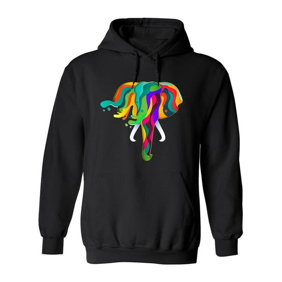 Colored Elephant Design Hoodie Men -Image by Shutterstock, Male 5X-Large