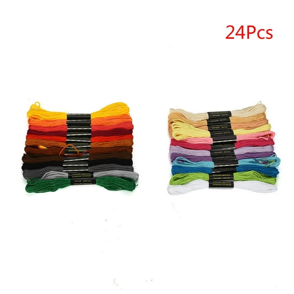 Colored Embroidery Thread 24 Colors, Premium Rainbow Color Embroidery Floss Cross Stitch Threads (1X a Bag of Colorful Embroidery Thread)
