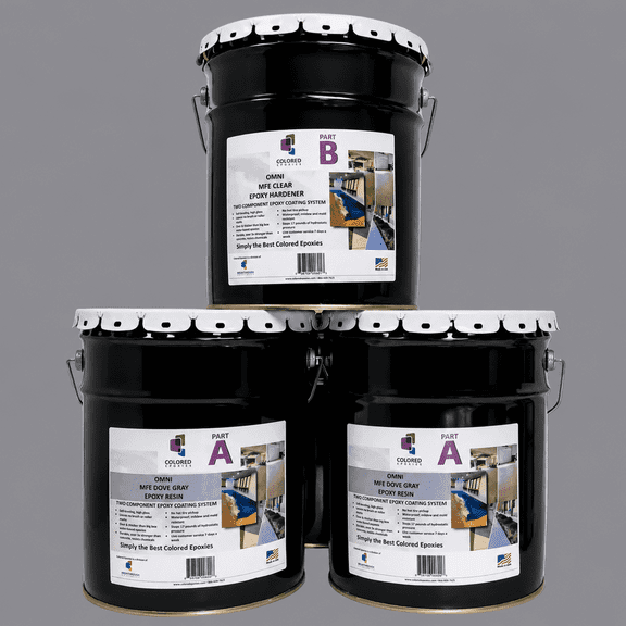 Colored Epoxies Gray Epoxy Resin and Hardener Kit, 2:1 Mix Ratio, Garage Coatings, Flake Floors, Metallic Epoxy Flooring, Gray, 15 Gallon Kit