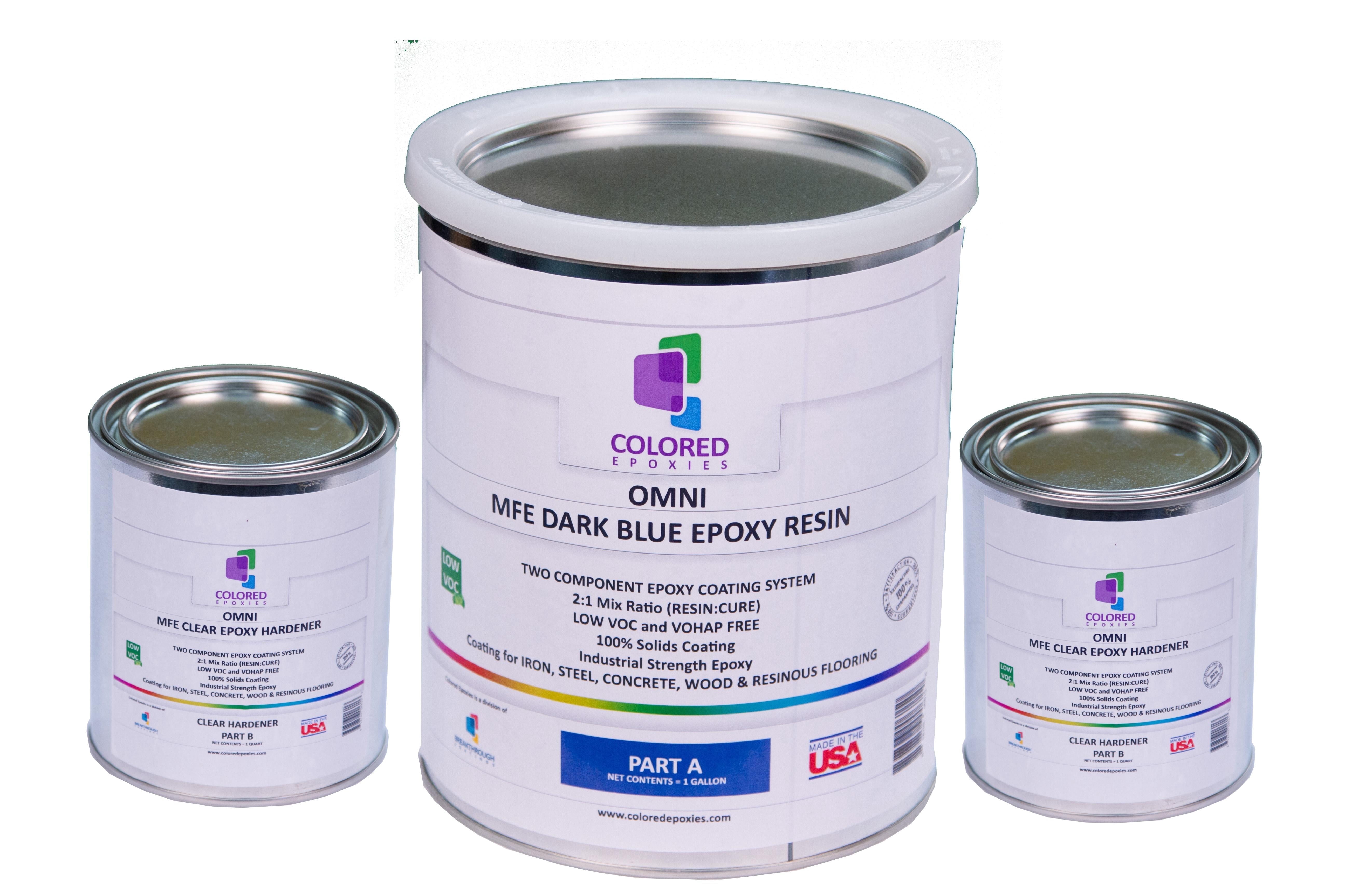 Colored Epoxies Dark Blue Epoxy Resin and Hardener Kit, 2:1 Mix Ratio, Garage Coatings, Flake Floors, Metallic Epoxy Flooring, Dark Blue, 1.5 Gallon Kit