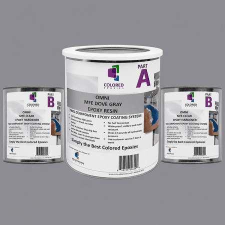 Colored Epoxies Dove Gray Epoxy Resin and Hardener Kit, 2:1 Mix Ratio, Garage Coatings, Flake Floors, Metallic Epoxy Flooring, Dove Gray, 1.5 Gallon Kit