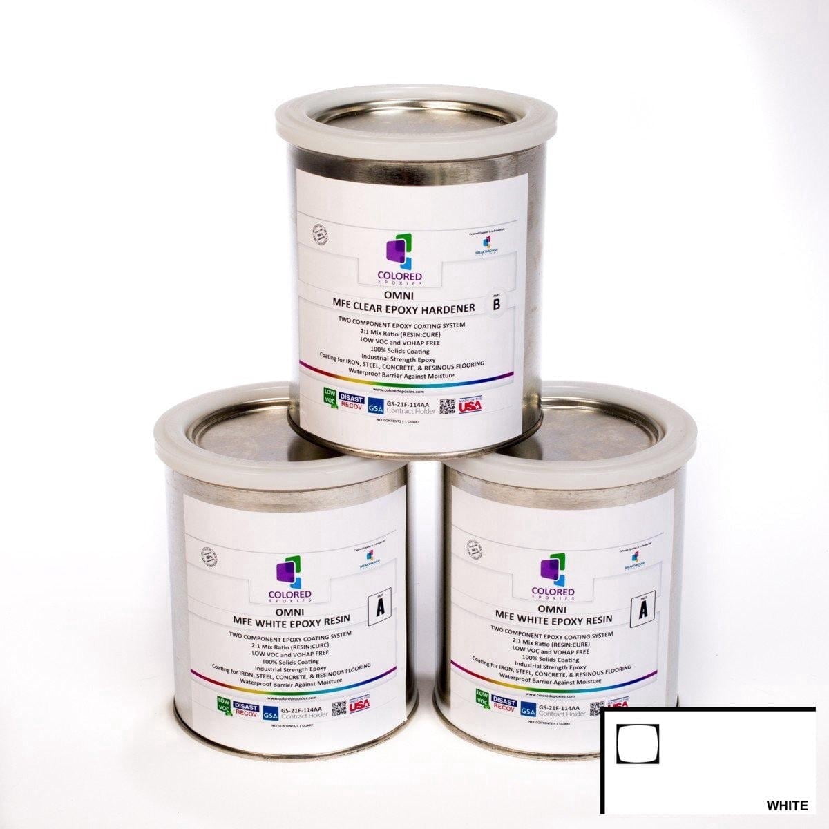 Colored Epoxies White Epoxy Resin and Hardener Kit, 2:1 Mix Ratio, Garage Coatings, Flake Floors, Metallic Epoxy Flooring, White, 3 Quart Kit