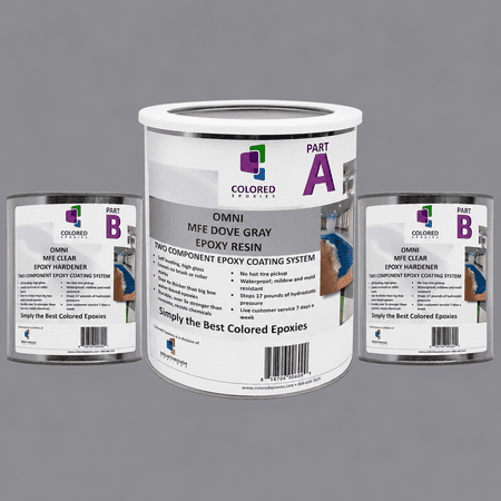 Colored Epoxies Dove Gray Epoxy Resin and Hardener Kit, 2:1 Mix Ratio, Garage Coatings, Flake Floors, Metallic Epoxy Flooring, Dove Gray, 1.5 Gallon Kit