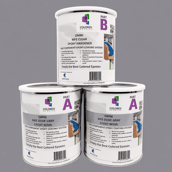 Colored Epoxies Dove Gray Epoxy Resin and Hardener Kit, 2:1 Mix Ratio, Garage Coatings, Flake Floors, Metallic Epoxy Flooring, Dove Gray, 3 Gallon Kit